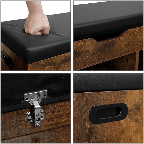 Drewniana szafka na buty z ławką LOFT