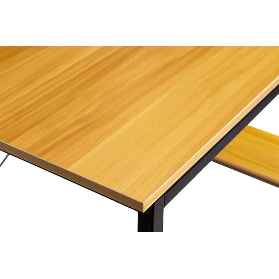 Drewniane biurko komputerowe z półkami loft