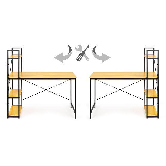 Drewniane biurko komputerowe z półkami loft