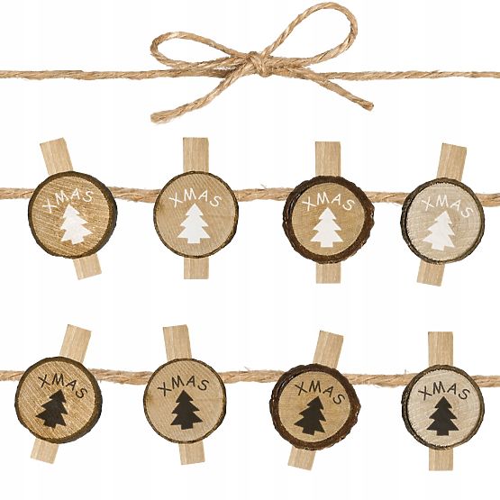 DREWNIANE KLAMRY 8 SZT. CHOINKI KL-21X11