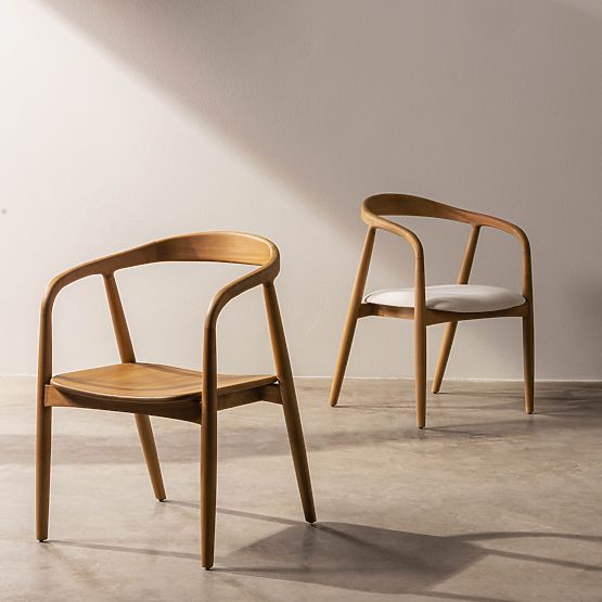 Drewniane krzesło Ludvika, zaokrąglone, naturalne