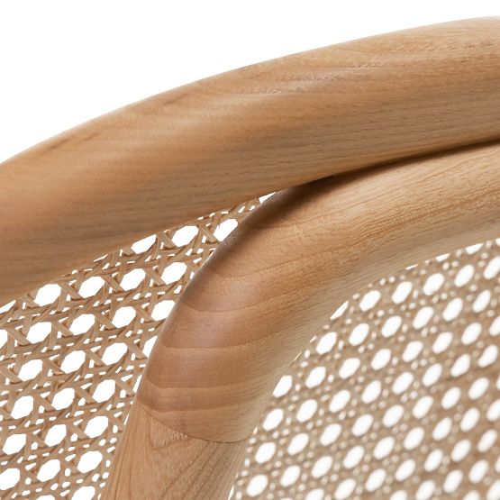 Drewniane krzesło Monet z wiedeńską plecionką, rattan, welur, naturalny/jasny beżowy