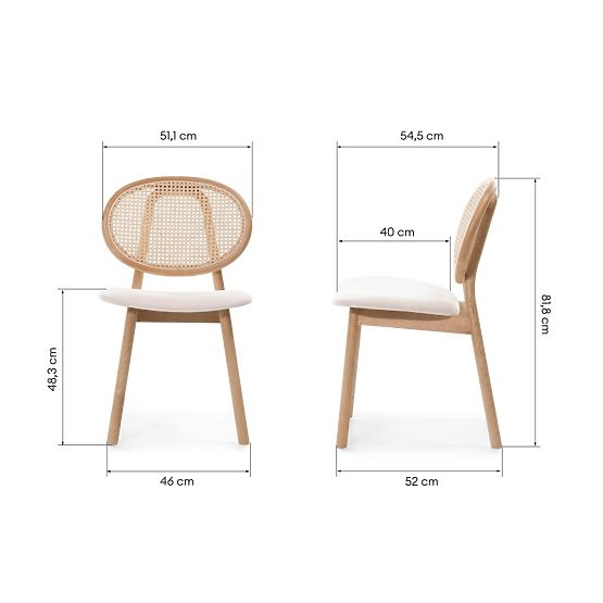 Drewniane krzesło Monet z wiedeńską plecionką, rattan, welur, naturalny/jasny beżowy