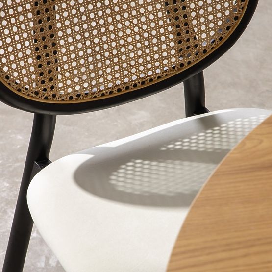 Drewniane krzesło Monet z wiedeńskim splotem, rattan, aksamit, czarny/ecru