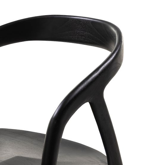 Drewniane krzesło Sande zaokrąglone, czarne, drewno tekowe