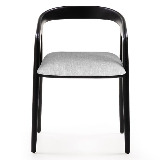 Drewniane krzesło Sande zaokrąglone, czarne/jasnobeżowe, drewno tekowe