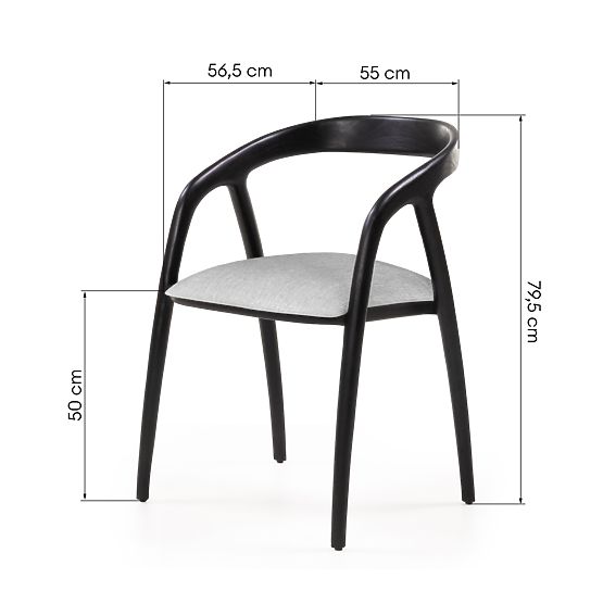 Drewniane krzesło Sande zaokrąglone, czarne/jasnobeżowe, drewno tekowe