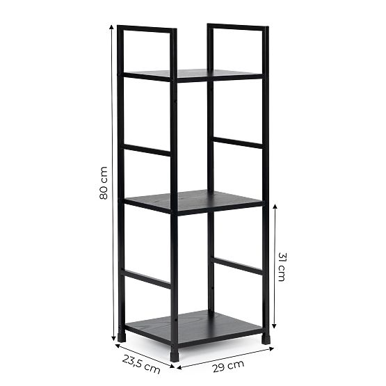 Drewniany nowoczesny regał metalowy stelaż LOFT 3 półki czarny