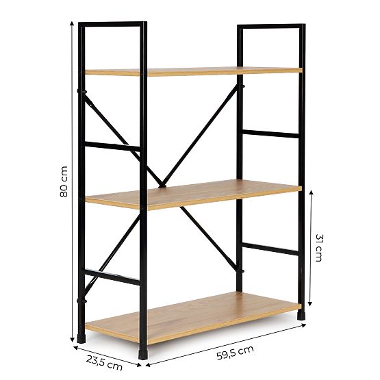 Drewniany regał metalowy stelaż szeroki LOFT 3 półki