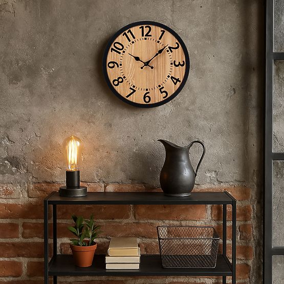 Drewniany zegar ścienny loftowy ABBAS 35 cm