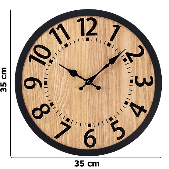 Drewniany zegar ścienny loftowy ABBAS 35 cm