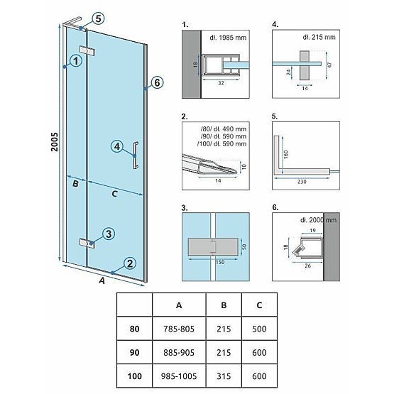Drzwi prysznicowe Rea Hugo 100 Miedziane Szczotkowane