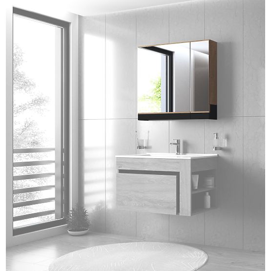 DUESA Szafka z lustrem 80/2D dąb złoty (1p=1szt)