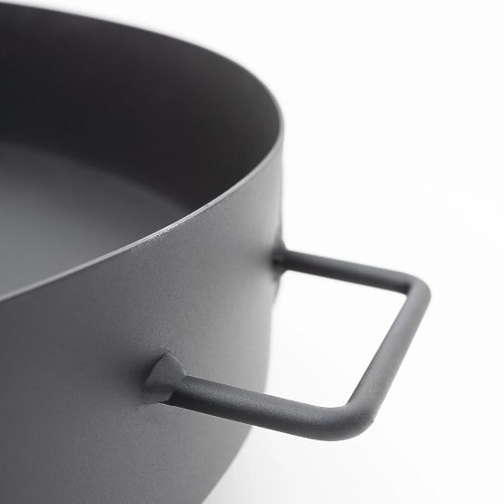 Duże solidne ognisko ogrodowe z żeliwa 60 cm z uchwytami idealne na ognisko