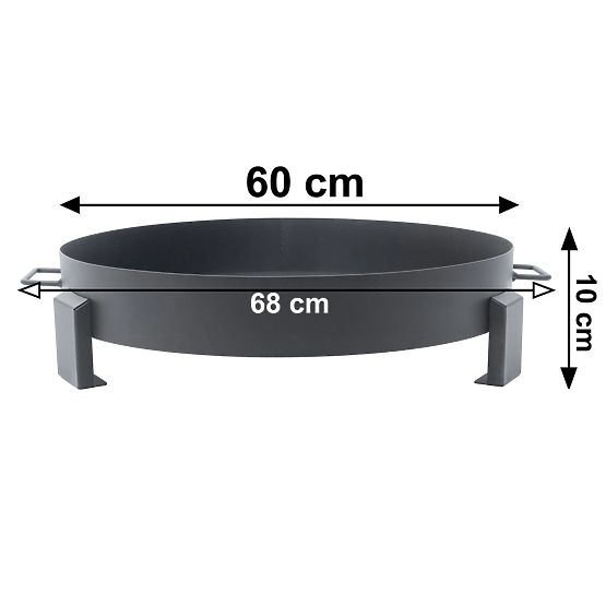 Duże solidne ognisko ogrodowe z żeliwa 60 cm z uchwytami idealne na ognisko