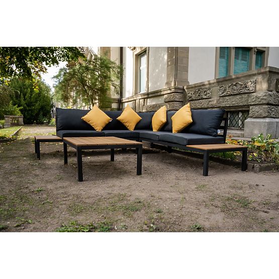 Duży aluminiowy narożny zestaw ze stolikiem MASSIMO czarny