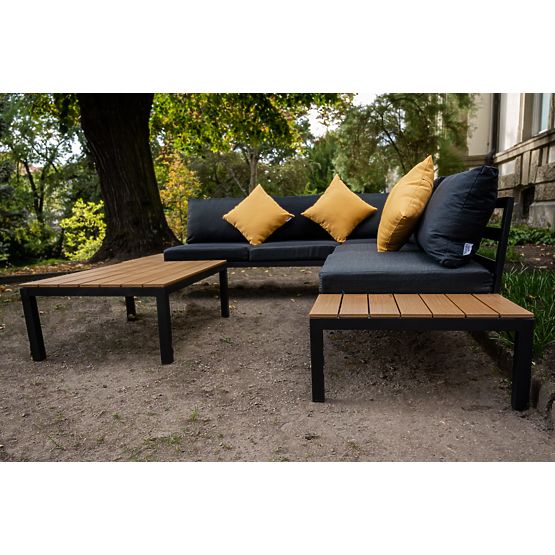 Duży aluminiowy narożny zestaw ze stolikiem MASSIMO czarny