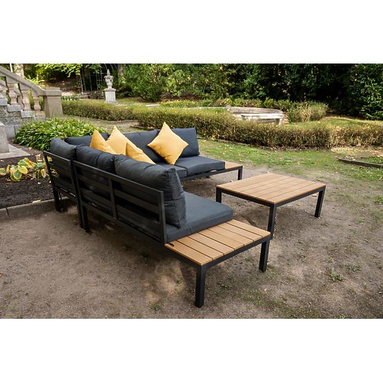 Duży aluminiowy narożny zestaw ze stolikiem MASSIMO czarny