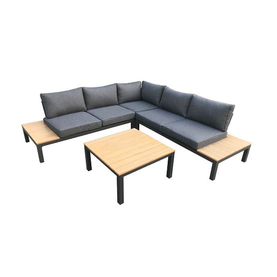 Duży aluminiowy narożny zestaw ze stolikiem MASSIMO czarny