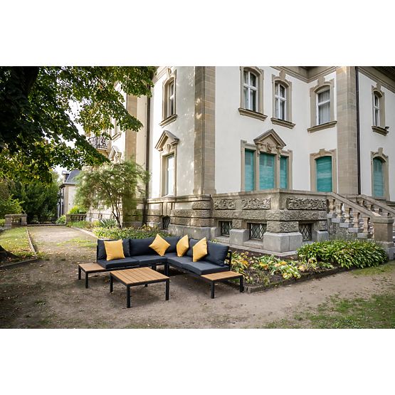 Duży aluminiowy narożny zestaw ze stolikiem MASSIMO czarny