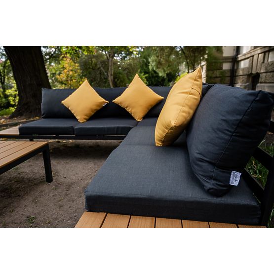 Duży aluminiowy narożny zestaw ze stolikiem MASSIMO czarny