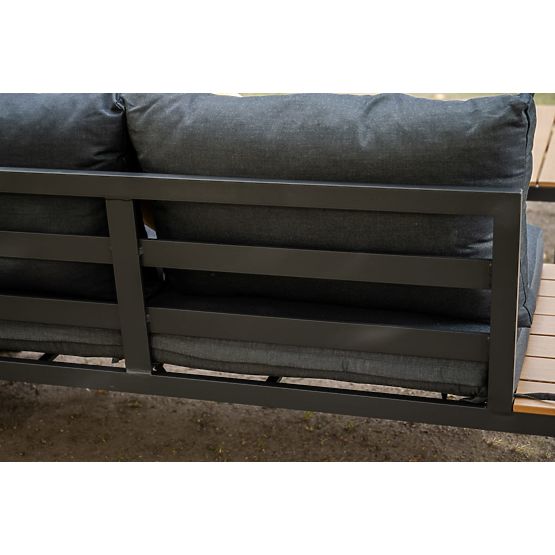 Duży aluminiowy narożny zestaw ze stolikiem MASSIMO czarny