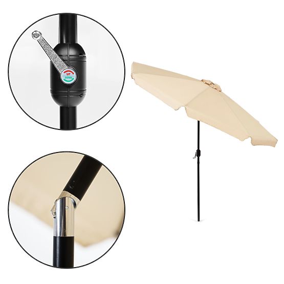 Duży ogrodowy parasol 3m skośny z korbką beżowy