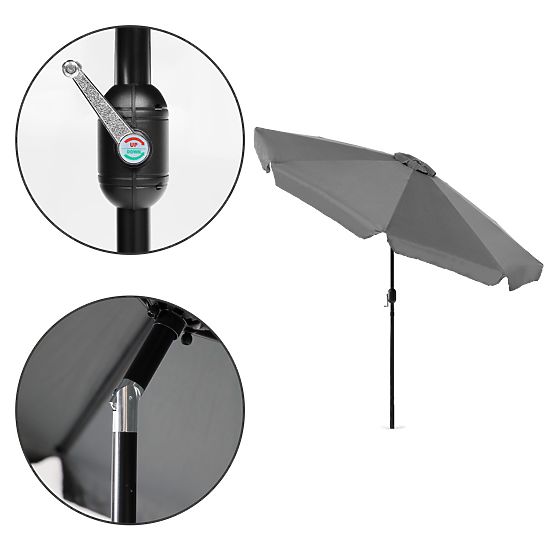 Duży ogrodowy parasol 3m skośny z korbką szary