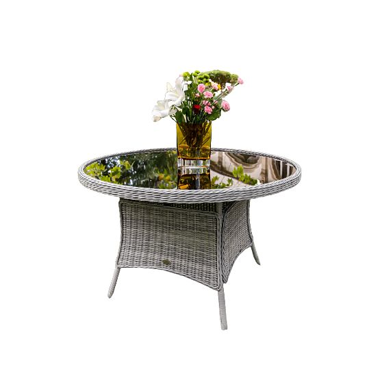 Duży okrągły stół z technoratanu MODERNO jasnoszary