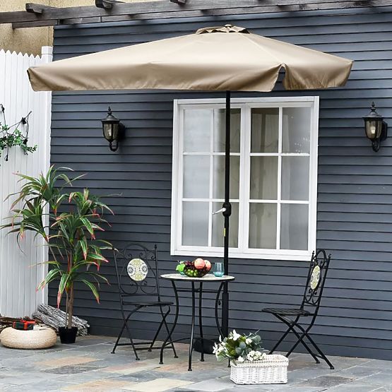 Duży prostokątny ogrodowy składany parasol z korbką beżowy 200 x 140 cm