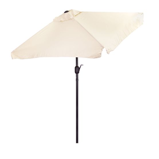 Duży prostokątny ogrodowy składany parasol z korbką beżowy 200 x 140 cm