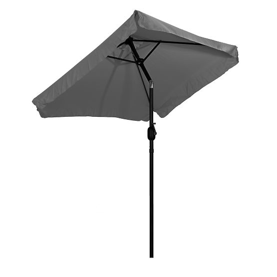 Duży prostokątny składany parasol ogrodowy z korbką szary 200 x 140 cm