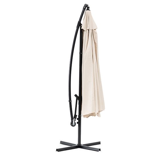 Duży składany parasol ogrodowy na wysięgniku 3m beżowy 6 żeber