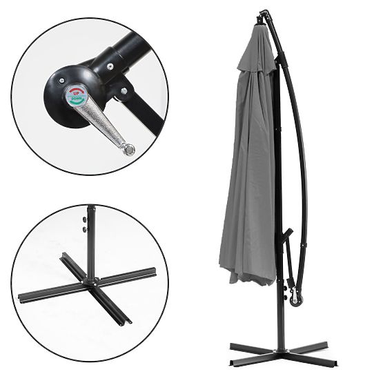 Duży składany parasol ogrodowy na wysięgniku 3m szary 6 żeber