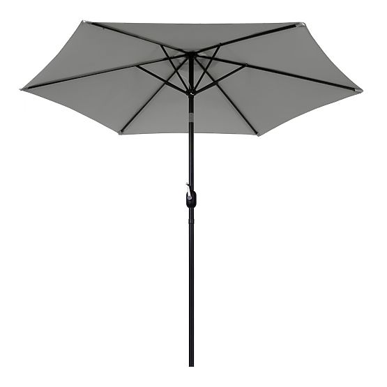 Duży skośny parasol ogrodowy z korbką 6 żeber szary 270 cm