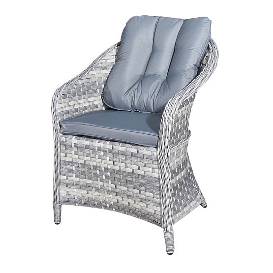 Duży zestaw jadalniany z technoratanu (6 foteli + stół) MODERNO jasnoszary