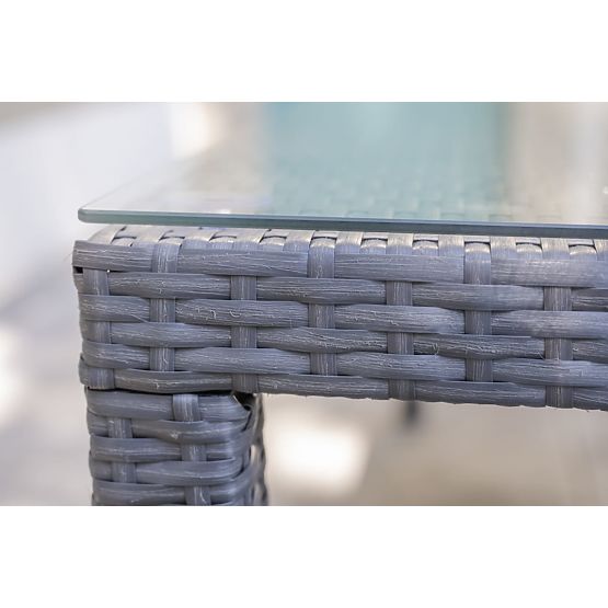 Duży zestaw jadalniany z technoratanu (8 krzeseł + duży stół) SOTTILE szary