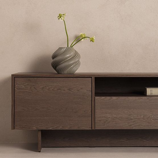 Dwudrzwiowa szafka RTV z szufladą Kanso, Dąb Baltic Storm