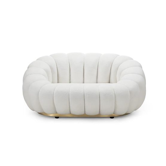 Dwuosobowa sofa Firenze biała, boucle, zaokrąglone kształty