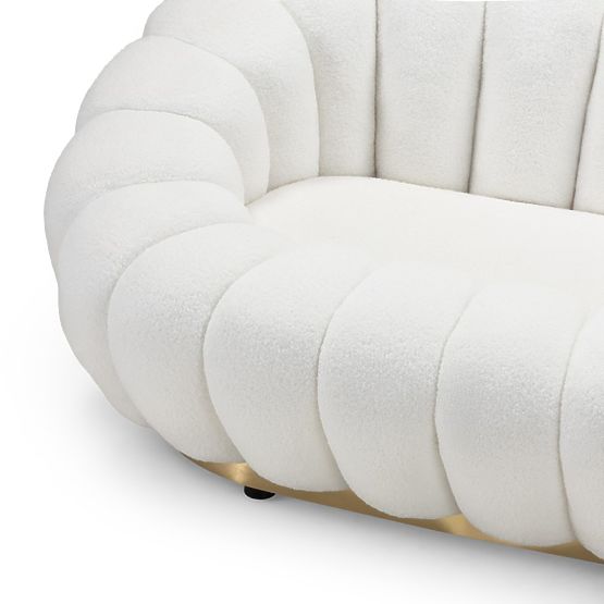Dwuosobowa sofa Firenze biała, boucle, zaokrąglone kształty
