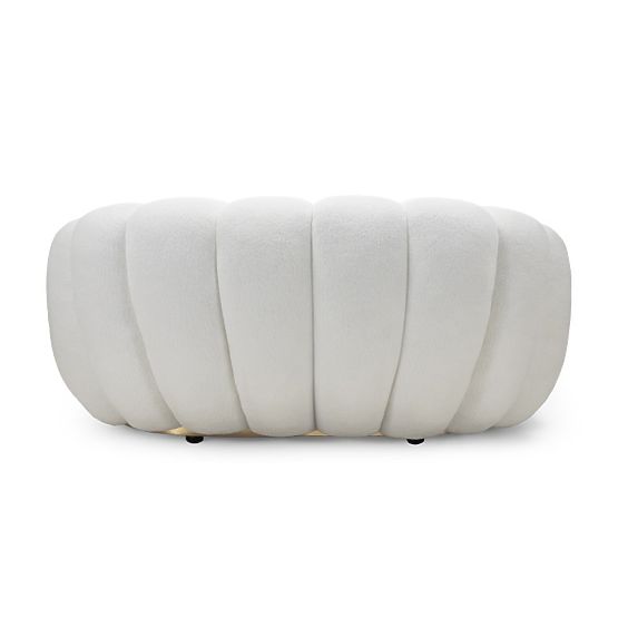 Dwuosobowa sofa Firenze biała, boucle, zaokrąglone kształty