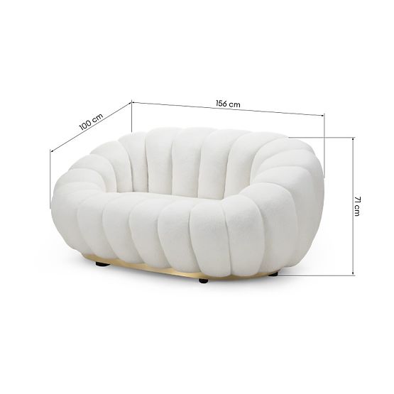 Dwuosobowa sofa Firenze biała, boucle, zaokrąglone kształty