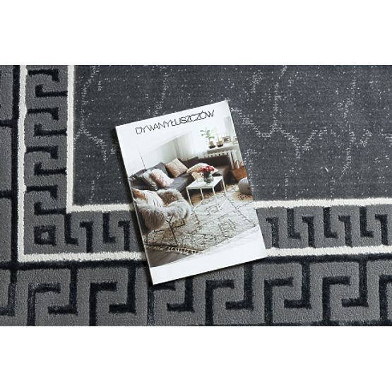 Dywan ALLURE 1960 grecki klucz, rama - Strukturalny, stylowy, glamour szary