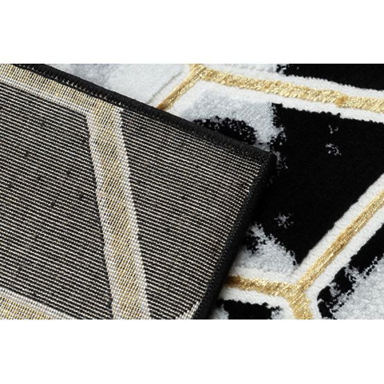 Dywan ALLURE 1966 Kostka 3D - Strukturalny, stylowy, glamour czarny / złoty