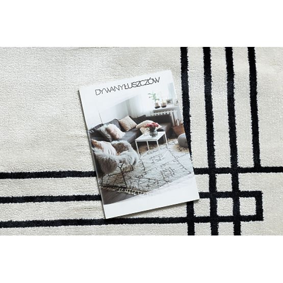 Dywan AMOUR 53096C kremowy - Ramka, linie nowoczesne, eleganckie