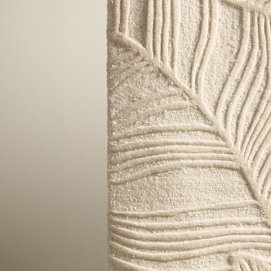 Dywan prostokątny Mona tuftowany, wełniany, kremowy, liście, Rozmiar dywanu: 190x290