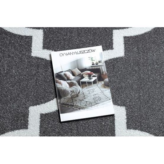 Dywan SKETCH - F730 wzór Marokańska koniczyna, Krata szara / biała