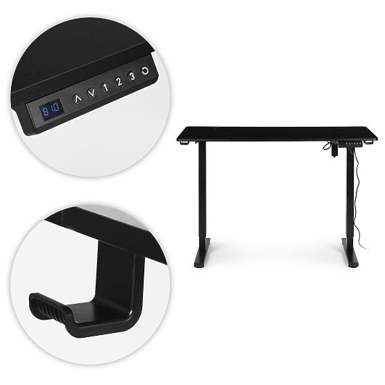 Elektryczne biurko regulowane 120x60 cm wysokość regulowana 72-117 cm czarne ModernHome
