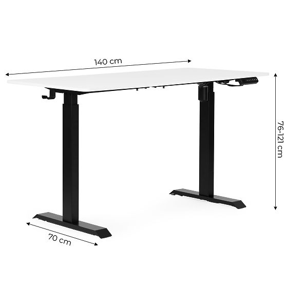 Elektryczne biurko regulowane 140x70 cm, regulowana wysokość 76-121 cm ModernHome
