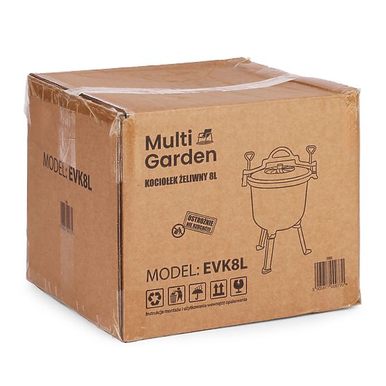 Emaliowany żeliwny kociołek 8L stojący myśliwski garnek ognisko grill MultiGarden